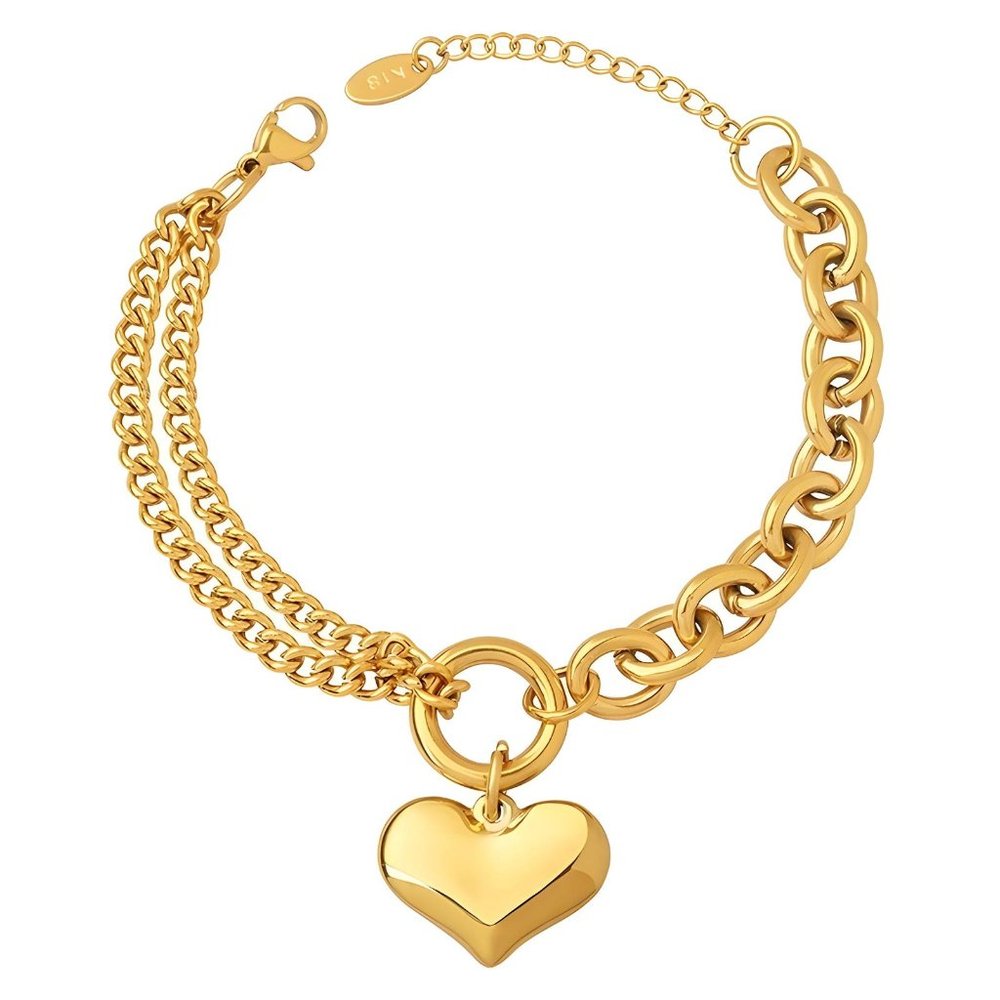 Gold Stainless Steel Gold Heart Bracelt